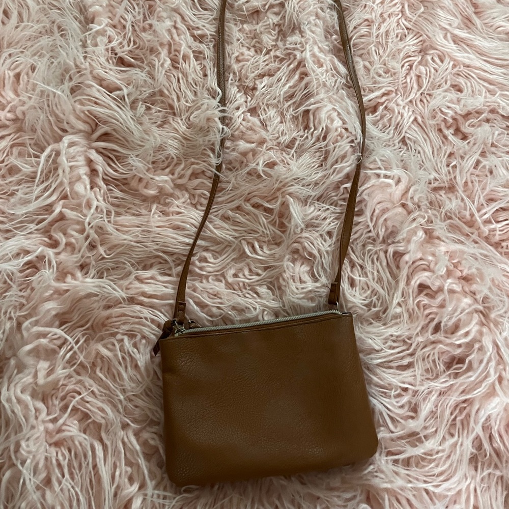 Small tan shoulder bag